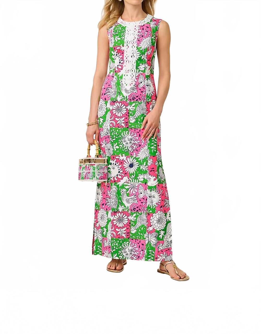 NEW LILLY PULITZER barberine stretch maxi shift dress in cherry blossom pink chi